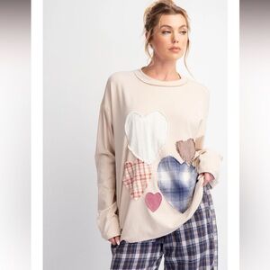 32. Patched Heart Oversized Pullover